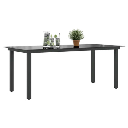 Mesa de jardim em alumínio e vidro 190x90x74 cm preto