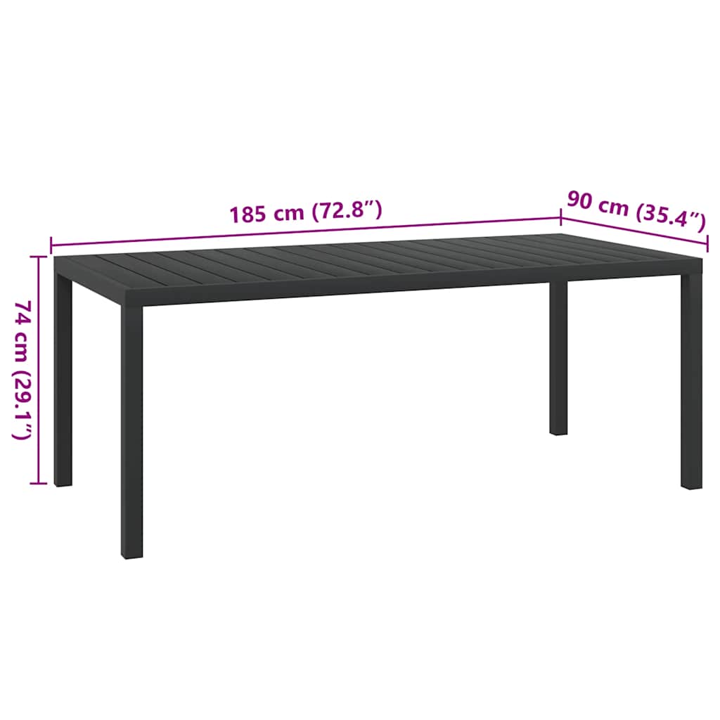 Mesa de jardim em alumínio e WPC 185x90x74 cm preto