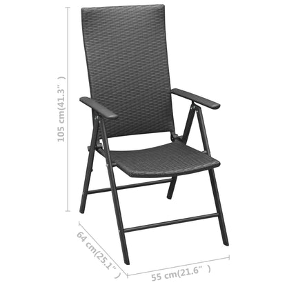 Cadeiras de jardim empilháveis 2 pcs vime PE preto