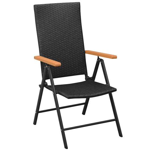 Cadeiras de jardim empilháveis 2 pcs vime PE preto