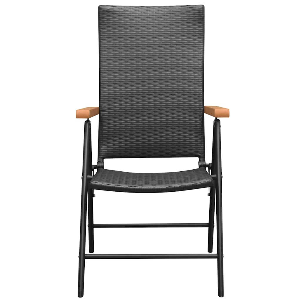 Cadeiras de jardim empilháveis 2 pcs vime PE preto