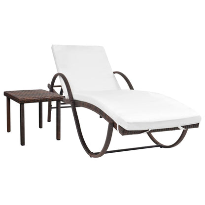 Espreguiçadeira com almofadão e mesa vime PE castanho