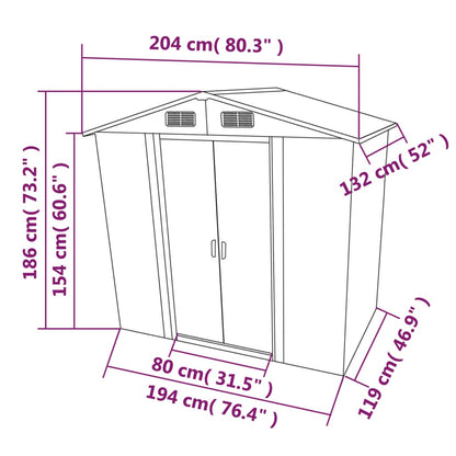 Abrigo de jardim metal verde 204x132x186 cm