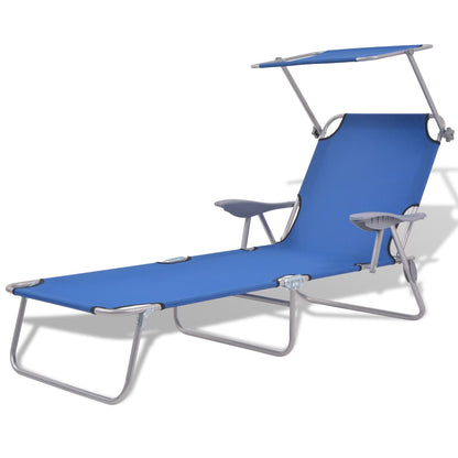 Espreguiçadeira com toldo aço azul