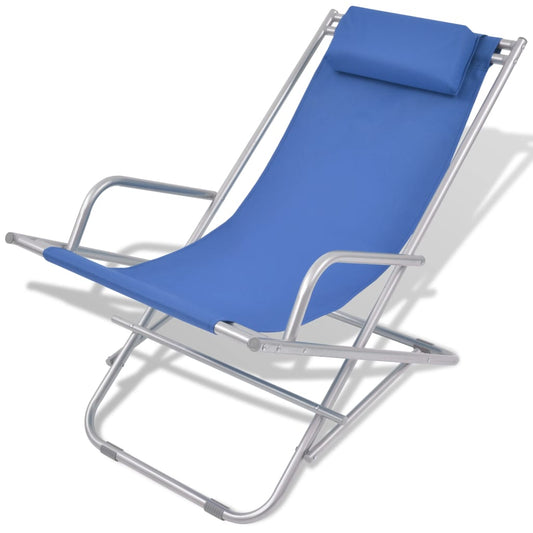 Cadeiras de jardim reclináveis 2 pcs aço azul