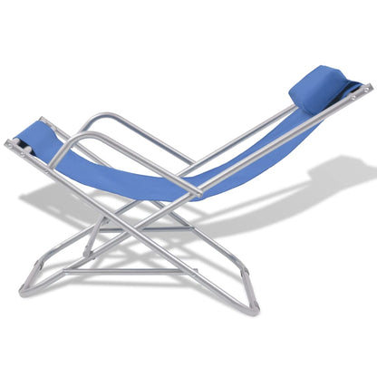 Cadeiras de jardim reclináveis 2 pcs aço azul