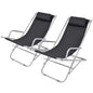 Cadeiras de jardim reclináveis 2 pcs aço preto