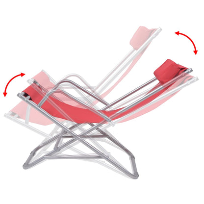 Cadeiras de jardim reclináveis 2 pcs aço vermelho