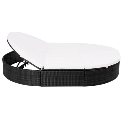 Espreguiçadeira de exterior com almofadão vime PE preto