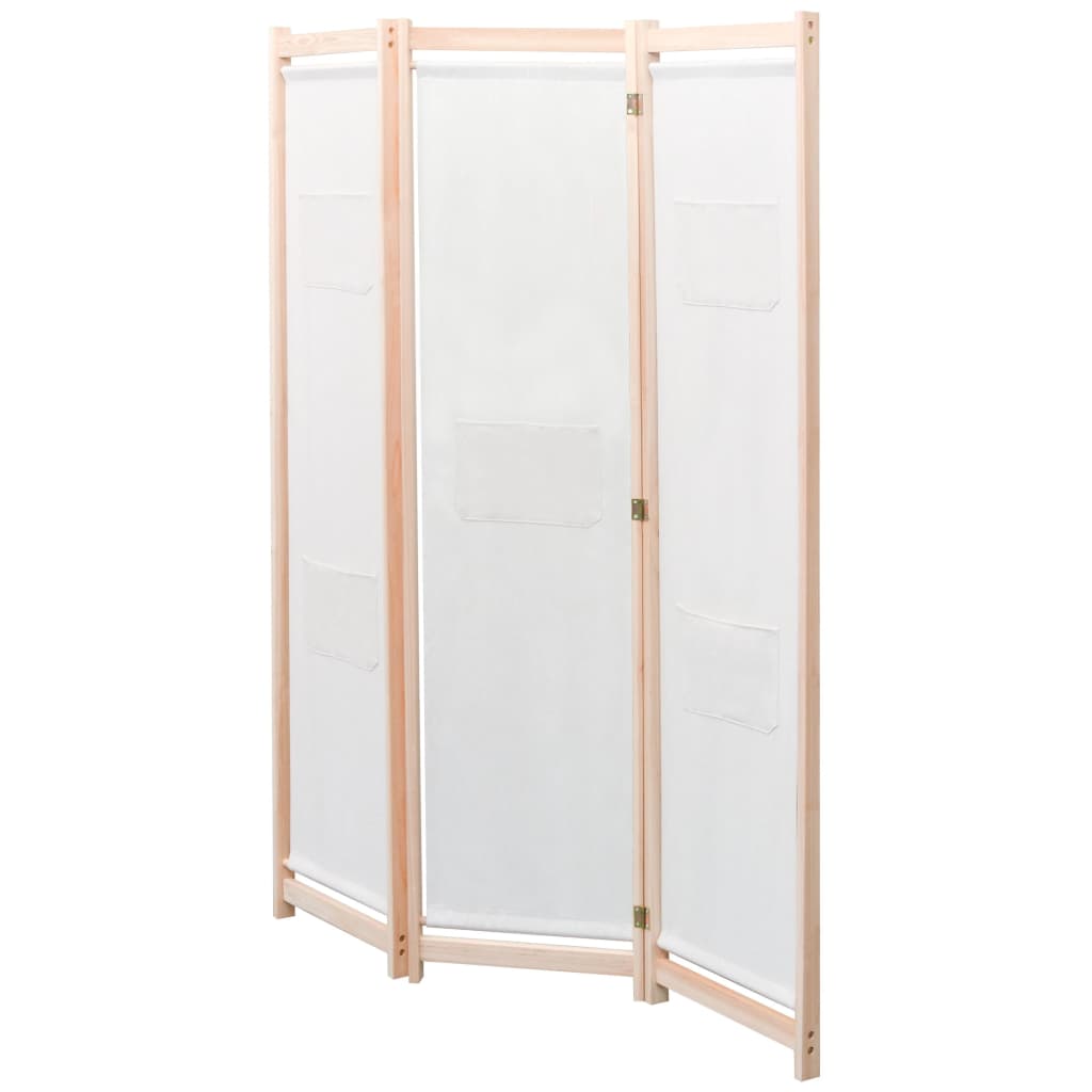 Divisória de quarto com 3 painéis 120x170x4 cm tecido creme