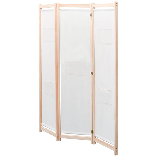 Divisória de quarto com 3 painéis 120x170x4 cm tecido creme