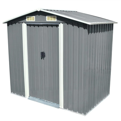 Abrigo de jardim metal cinzento 204x132x186 cm