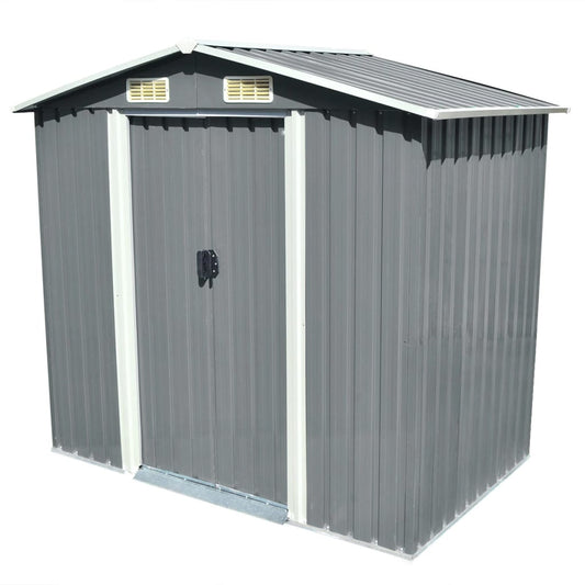 Abrigo de jardim metal cinzento 204x132x186 cm