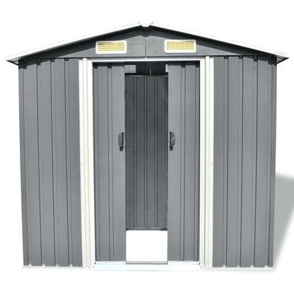 Abrigo de jardim metal cinzento 204x132x186 cm