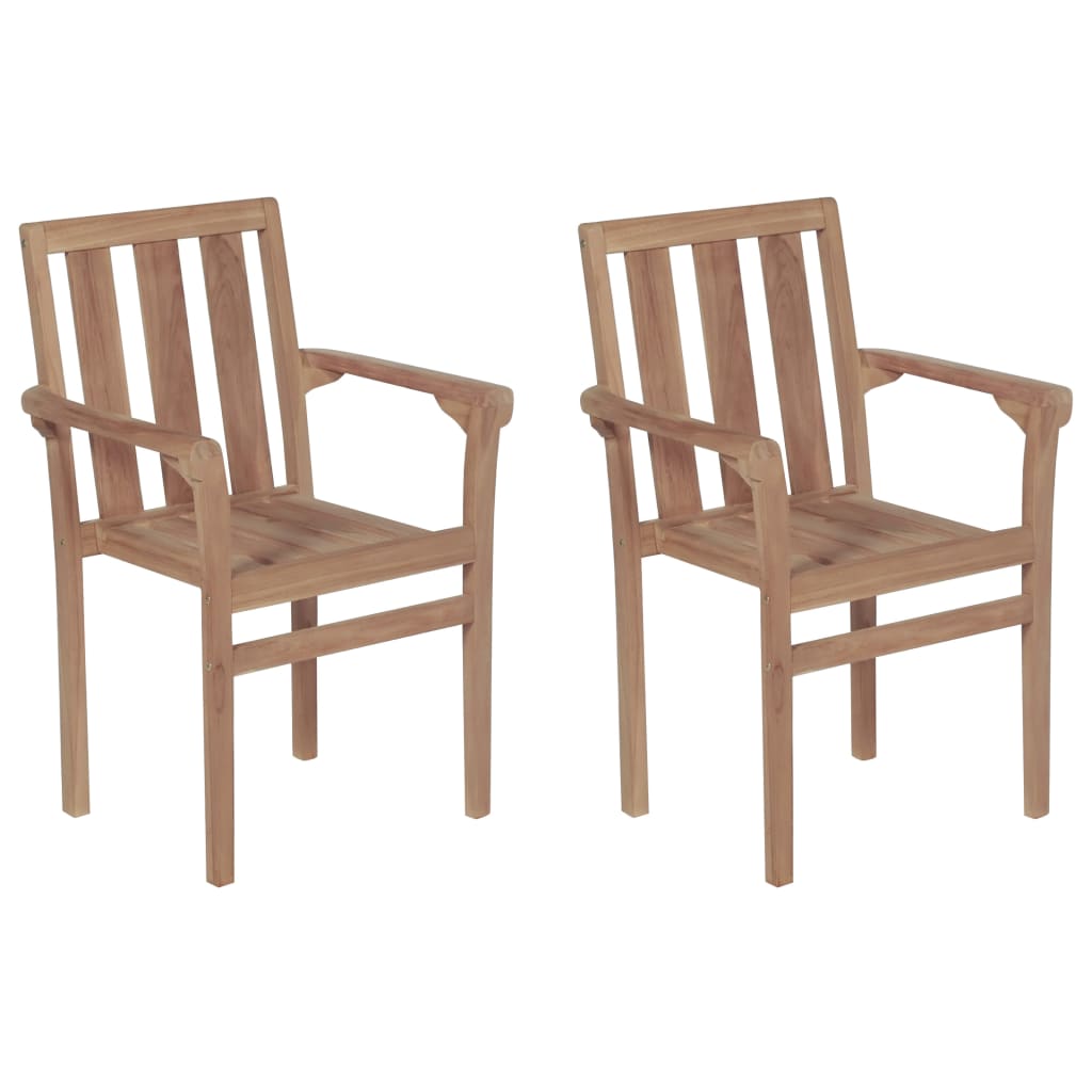 Cadeiras de jardim empilháveis 2 pcs madeira teca maciça