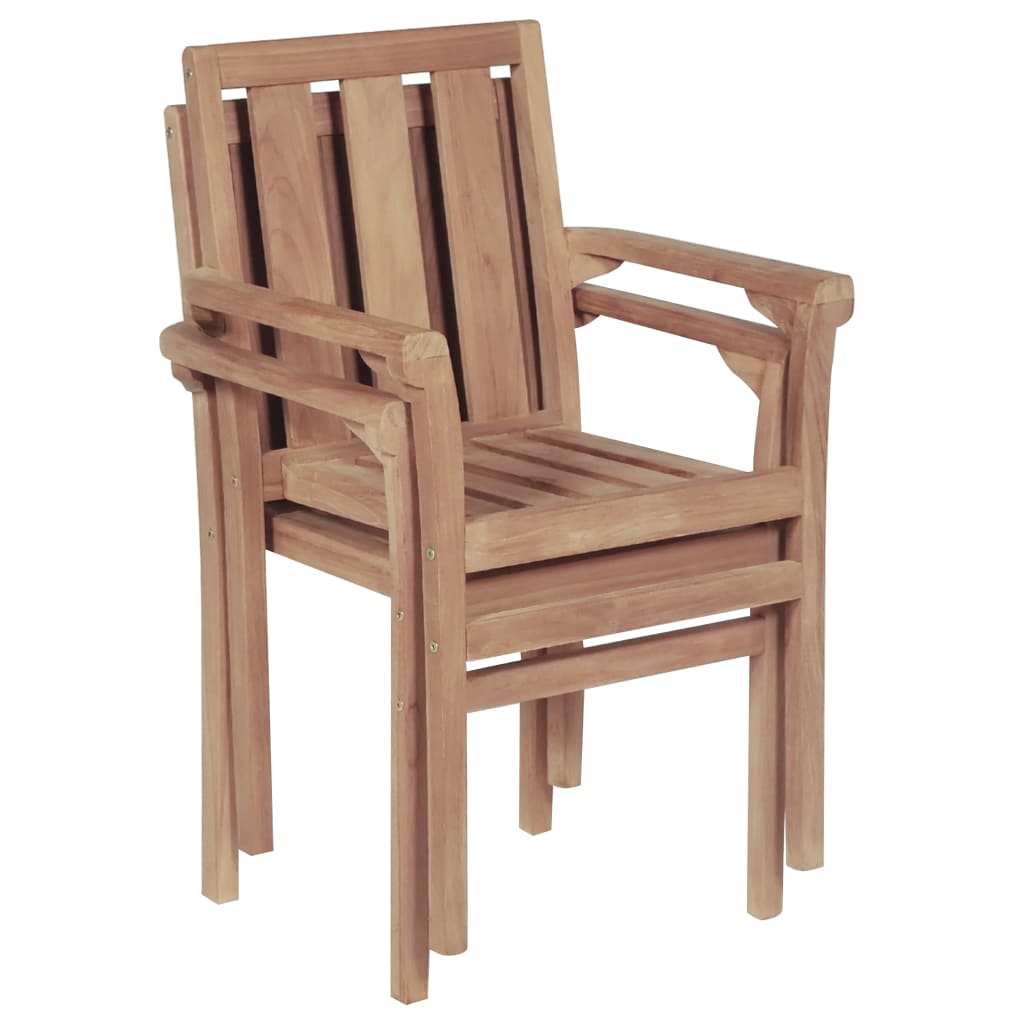 Cadeiras de jardim empilháveis 2 pcs madeira teca maciça