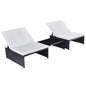 Cadeiras jardim reclináveis 2 pcs com mesa vime PE preto