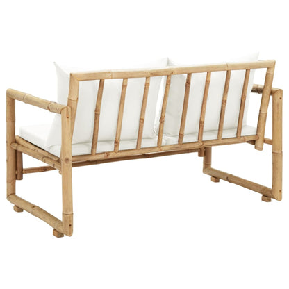 Sofá de jardim de 2 lugares com almofadões de bambu