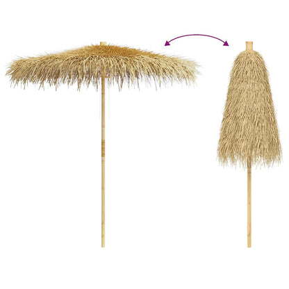 Guarda-sol de bambu com cobertura em folhas de bananeira 210 cm