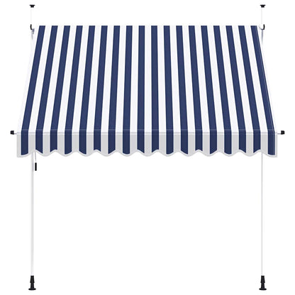 Toldo retrátil manual 250 cm riscas azuis e brancas