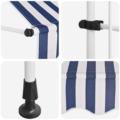 Toldo retrátil manual 250 cm riscas azuis e brancas