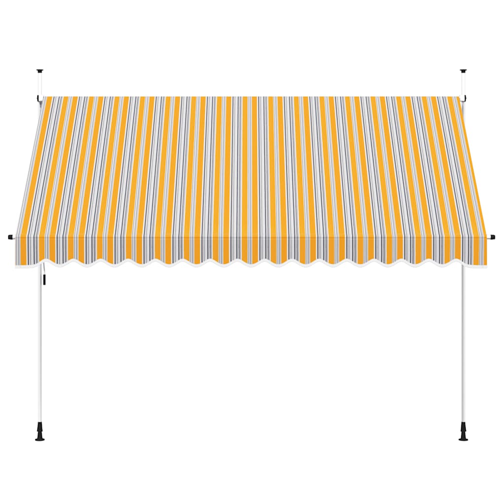 Toldo retrátil manual 350 cm riscas amarelas e azuis