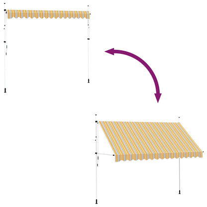 Toldo retrátil manual 350 cm riscas amarelas e azuis
