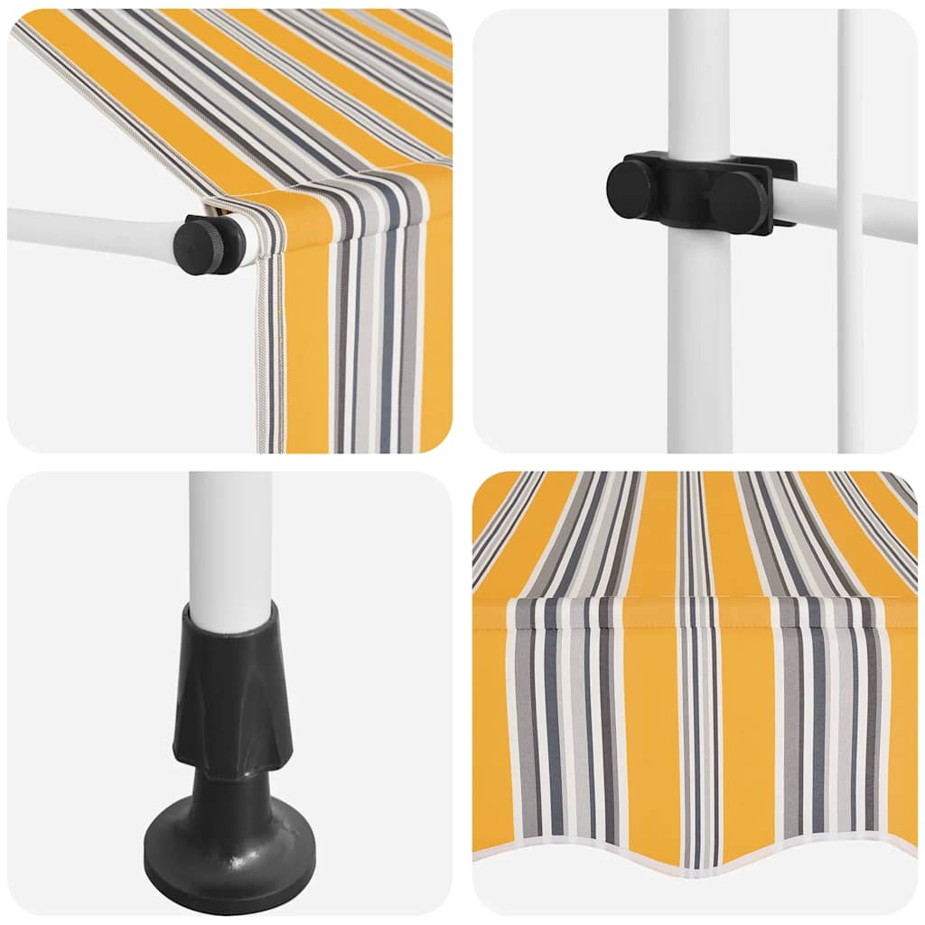 Toldo retrátil manual 350 cm riscas amarelas e azuis