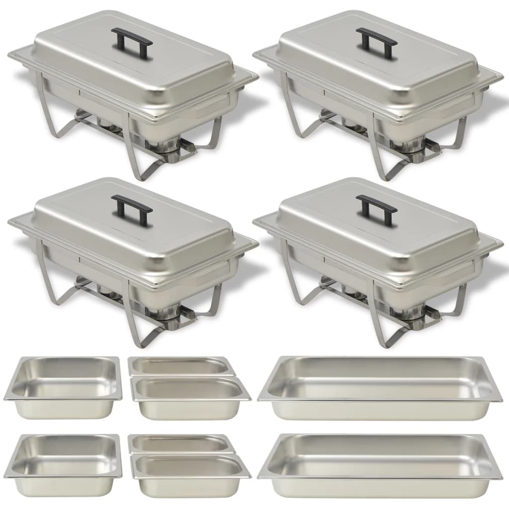 Conjunto de rechauds 4 pcs aço inoxidável