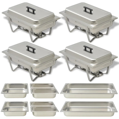 Conjunto de rechauds 4 pcs aço inoxidável