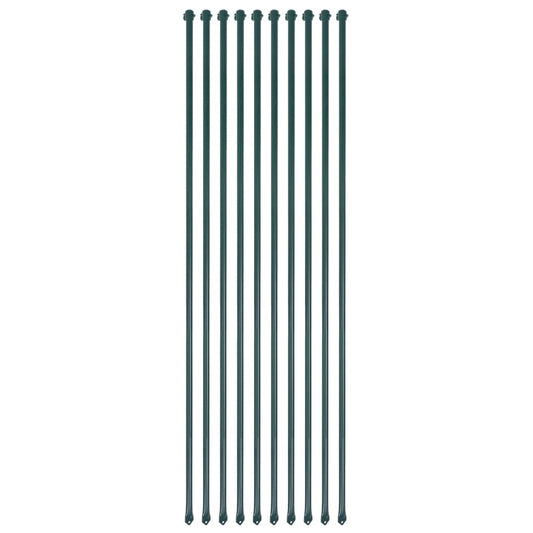 Postes de jardim 10 pcs 1,5 m metal verde