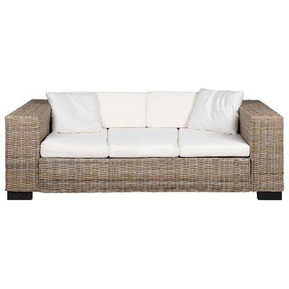 Conjunto de sofás de 3 lugares, 8 pcs, vime genuíno
