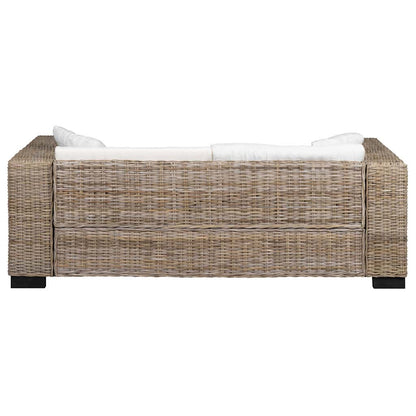 Conjunto de sofás de 3 lugares, 8 pcs, vime genuíno