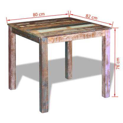Mesa de jantar 80x82x76 cm madeira reciclada maciça