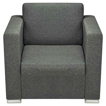 Poltrona em tecido cinzento-escuro