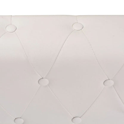 Sofá de canto Chesterfield 5 lugares couro artificial branco