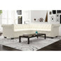 Sofá de canto Chesterfield 5 lugares couro artificial branco