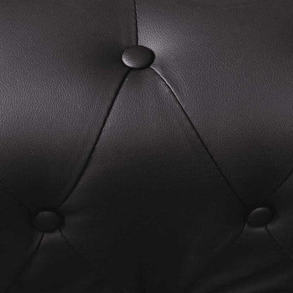 Sofá de canto Chesterfield 5 lugares couro artificial preto