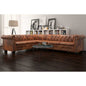 Sofá de canto Chesterfield 6 lugares couro artificial castanho