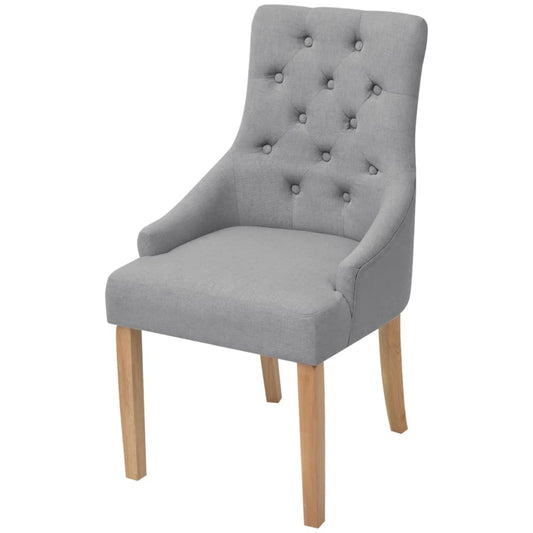 Cadeiras de jantar 2 pcs tecido cinzento-claro