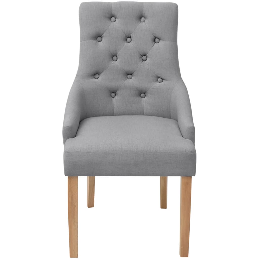 Cadeiras de jantar 2 pcs tecido cinzento-claro