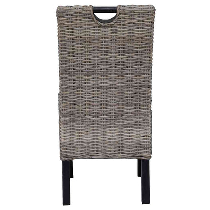 Cadeiras de jantar, 2 pcs, vime Kubu e madeira de mangueira