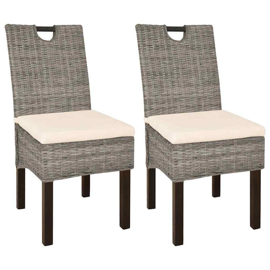 Cadeiras de jantar, 2 pcs, vime Kubu e madeira de mangueira