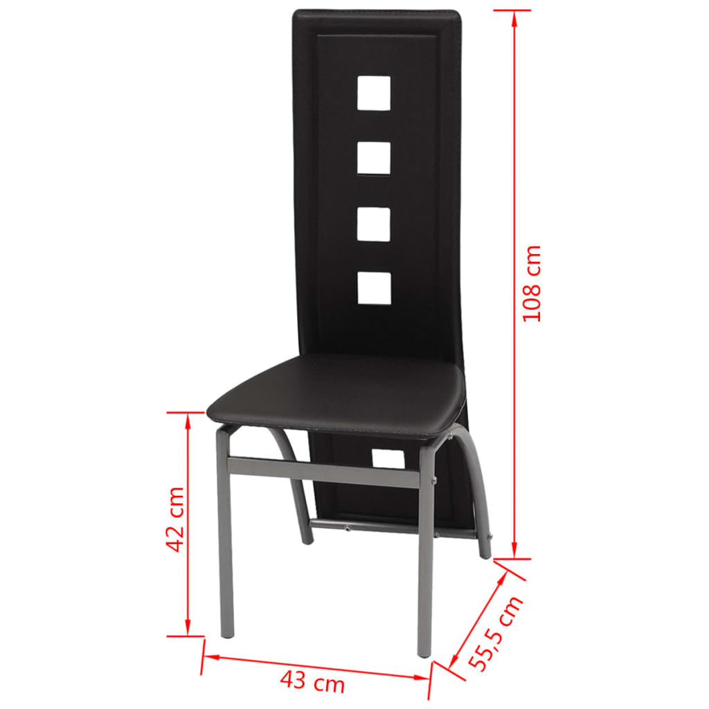 Cadeiras de jantar 2 pcs couro artificial preto