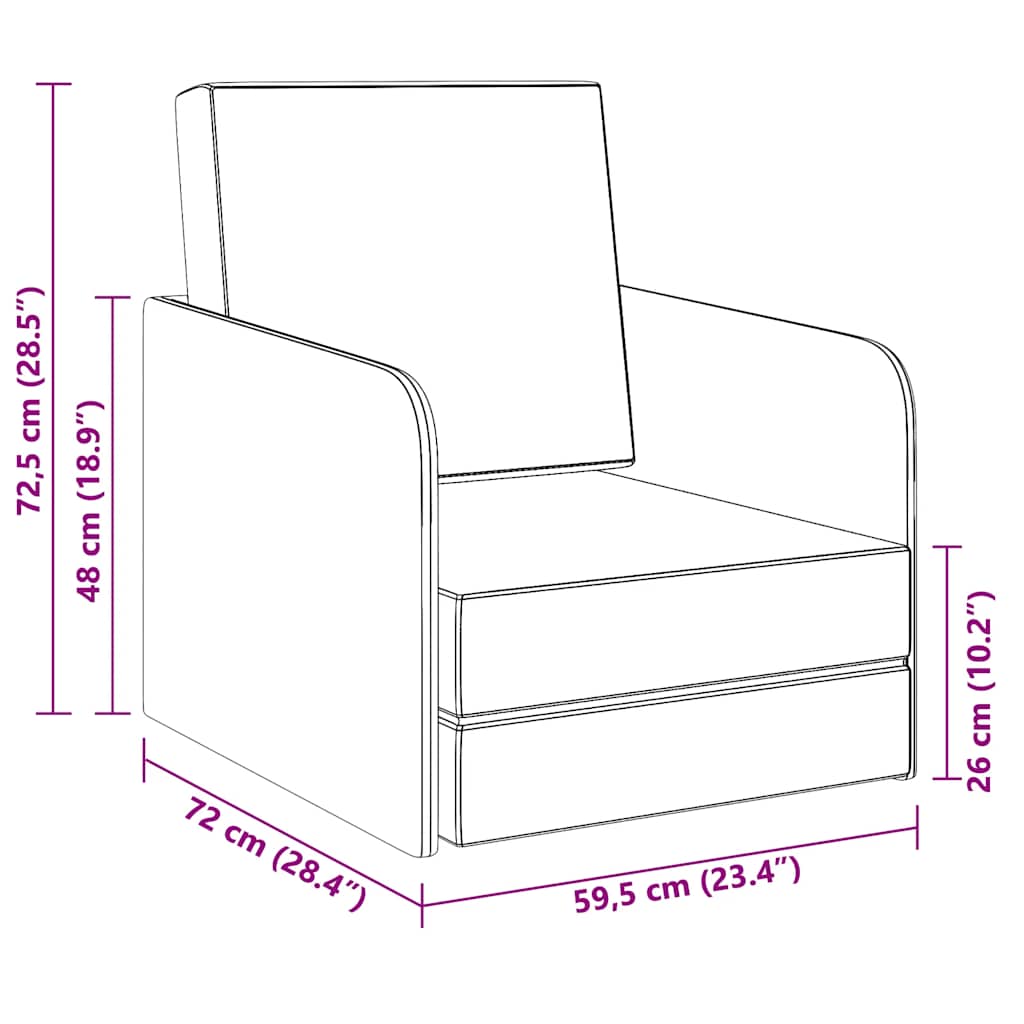Poltrona convertível tecido cinzento-claro