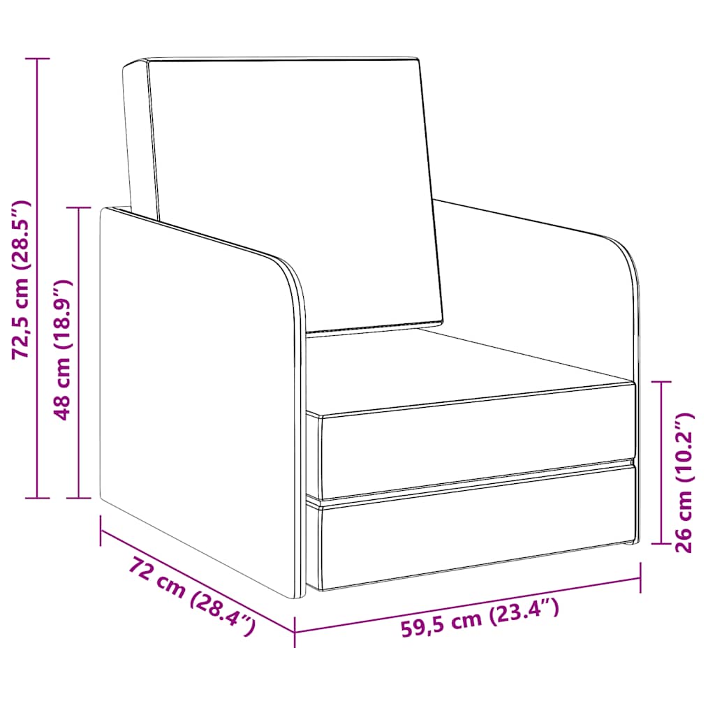 Poltrona convertível tecido cinzento-escuro
