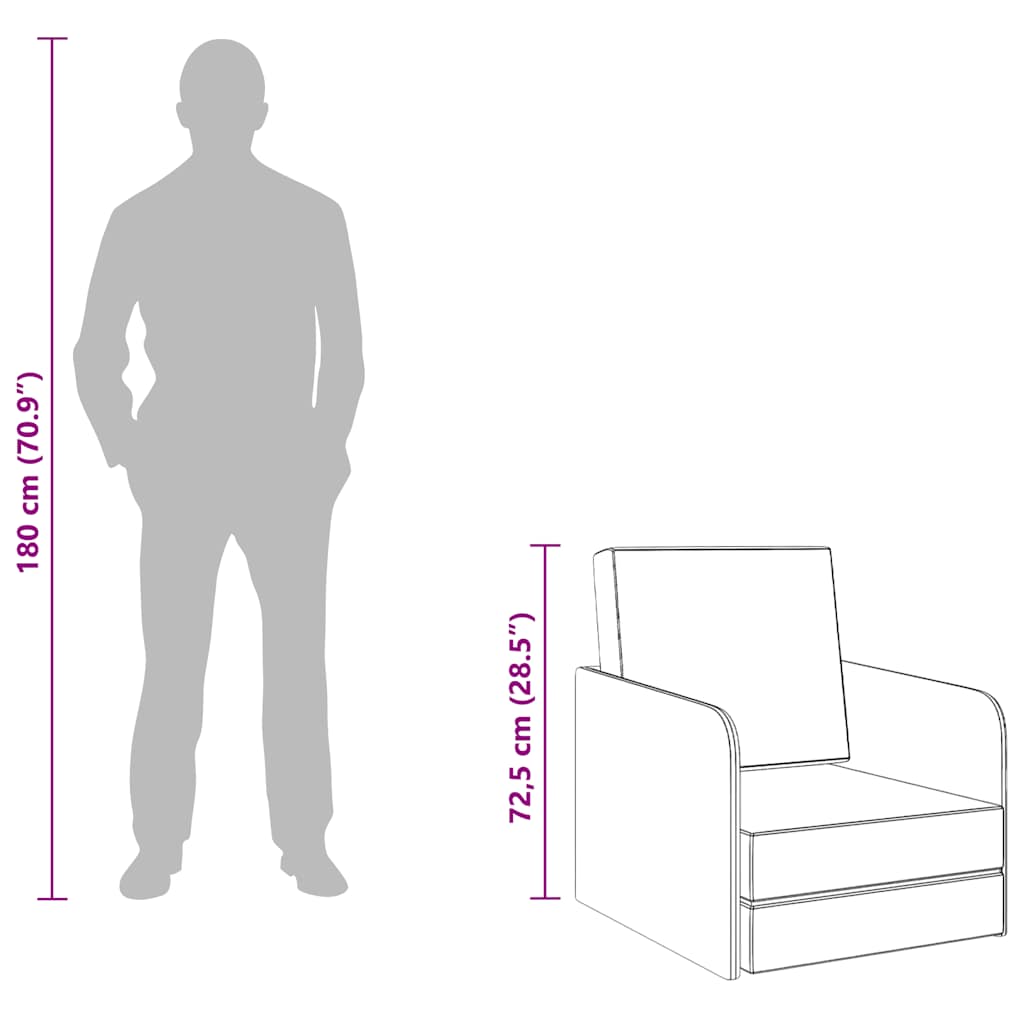 Poltrona convertível tecido cinzento-escuro