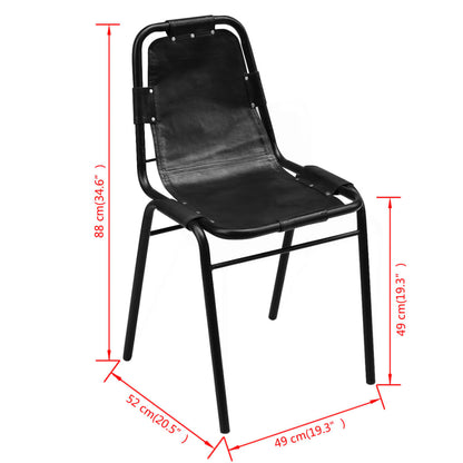 Cadeiras de jantar 2 pcs couro genuíno preto