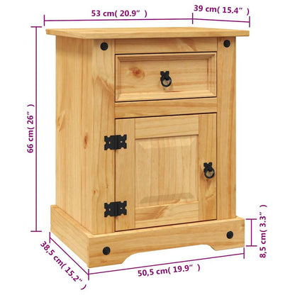 Mesa de cabeceira Corona Range em pinho mexicano 53x39x66 cm