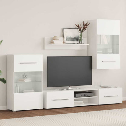 Armários de parede/unidade p/TV com luz LED branco, 5 pcs